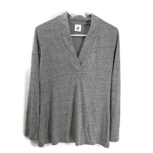 CAbi heather gray placket long sleeve tee small